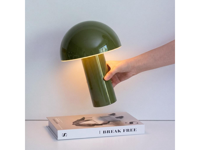 Celia Table Lamp 10' Touch-Controlled Mushroom Accent Lamp, Cordless & Dimmable LED, Portable Bedside Accent Light, Recycled Sustainable Modern...