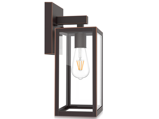 Outdoor Wall Light Fixture, Exterior Waterproof Wall Lantern Porch Wall Sconce Large Oil Rubbed Bronze, Anti-Rust, E26 Socket, Clear Glass, Outside...