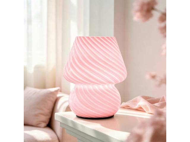 Battery Operated Mushroom Lamp - Vintage Small Table Lamp With Timer, Cordless Bedside Nightstand, Glass Battery Powered for Bedroom Kitchen Living...