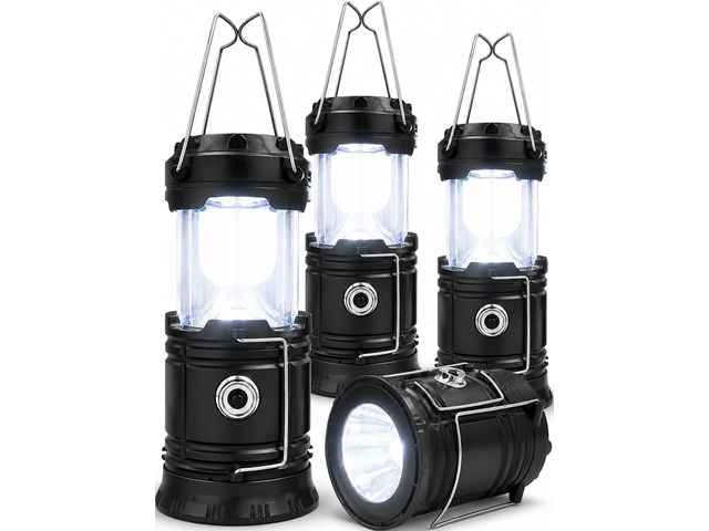 Solar LED Camping Lantern, Battery Powered Lanterns for Power Outages, Portable Hanging Collapsible Camping Lights for Outdoor, Home, Emergency,...