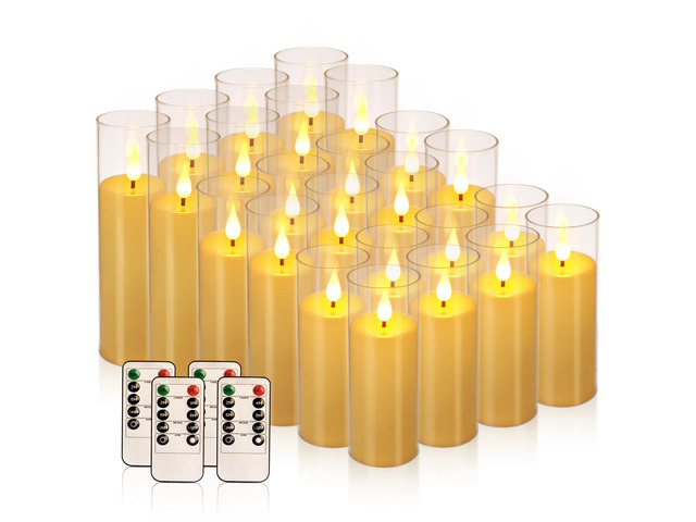 Flickering Flameless Candles Battery Operated with Remote,Led Pillar Candles with Realistic Moving Wick Candles for Halloween,Christmas,Home Decor...