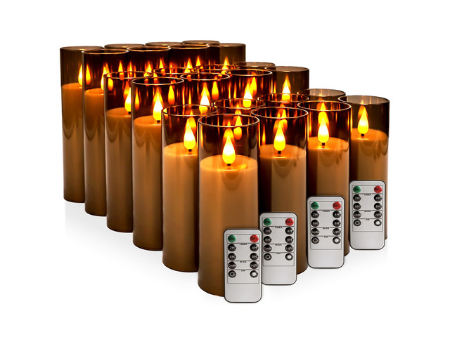 Halloween Decoration Flickering Flameless Candles Battery Operated Timer Led Pillar Candles with Realistic Moving Wick Candles for Home Decor 24...