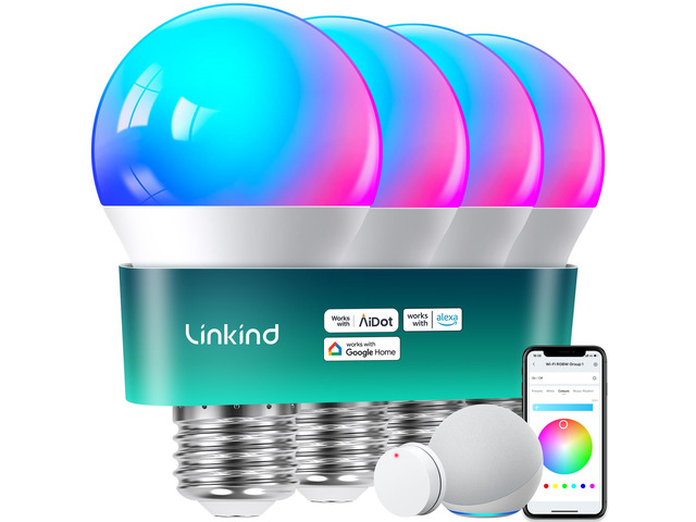 Smart Light Bulbs, Work with Alexa, Google Home, AiDot Remote Control, 16 Million Color Changing, 1800K-6500K White, 2.4G WiFi+Bluetooth, Preset...