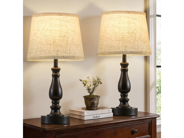 Table Lamp Set of 2-19' Small Bedside Lamps Modern Lamp for Bedroom Living Room Lamps for Night Stands - Desk Lamps for Home Office End Tables...