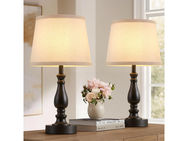 Lamp for Bedroom Set of 2 - 19' Small Bedside Table Lamps with Rotary Swithch - Modern Lamps for Living Room Night stands - Desk Lamps for Home...