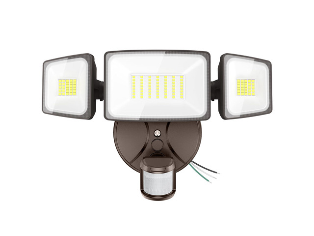 75W LED Flood Light Motion Sensor Outdoor, 7000lm Dusk to Dawn Flood Light, Security Light with Three Head, IP65 Waterproof Exterior Floodlight,...