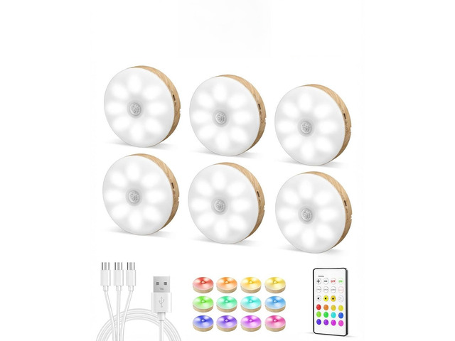 Under Cabinet Lighting, 1000mAh Rechargeable Puck Lights with Remote, 3 Color Temps & 12 RGB Motion Sensor Closet Lights Indoor, Dimmable Under...