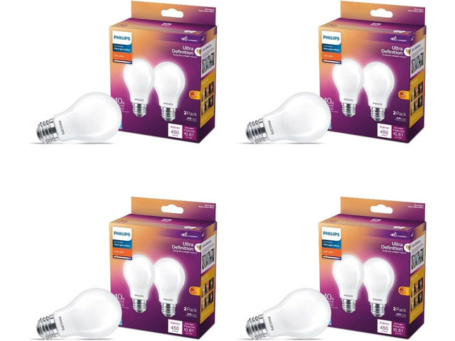 Ultra Definition LED A19 Bulbs, 8W 2700 K, 8-Pack 800 Lumen, Dimmable, Frosted Flicker-Free, CRI 95 True Colors, Up to 15000 Hour Lifespan, Dims to...