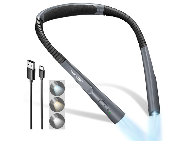 Upgraded LED Neck Reading Light, Book Light for Reading in Bed 30-min Timer, 3 Colors & 3 Brightness, Rechargeable, Eye-Caring Perfect for Women,...