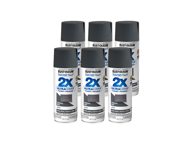 Painter's Touch 2X Ultra Cover Spray Paint, Satin Charcoal Gray Indoor and Outdoor Surfaces (Metal, Wood, Plastic), Fast Dry, Durable, Sprays from...