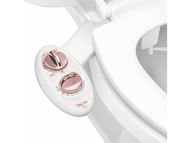 NEO 120 - Bidet Attachment for Toilet Seat, Rose Gold Non-Electric, Single Nozzle, Self-Cleaning, Adjustable Water Pressure, Rear Wash