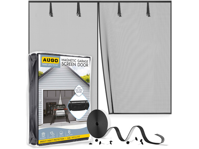 Garage Door Screen Magnetic Closure - Garage Screen Doors for 1 Car Garage Pull Down - Magnetic Screen Door Mesh - Heavy Duty Weighted Bottom - Pet...