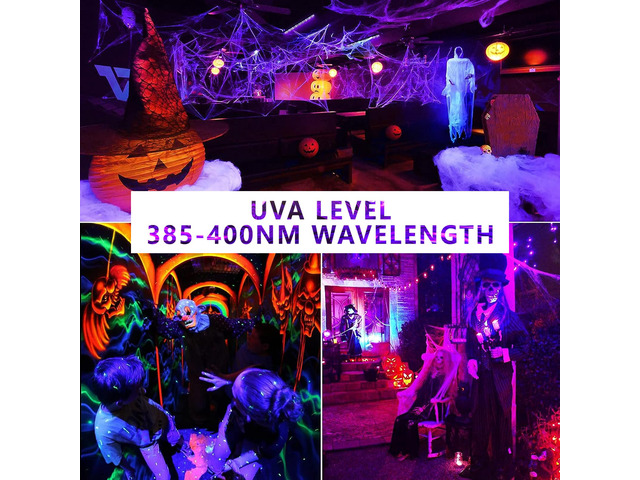 LED Black Light Bulbs 12 Pack, A19 9W UV Black Light Replace Up to 100W, 120V E26 Base UVA Level 385-400nm, Glow in The Dark for Body Pain,...