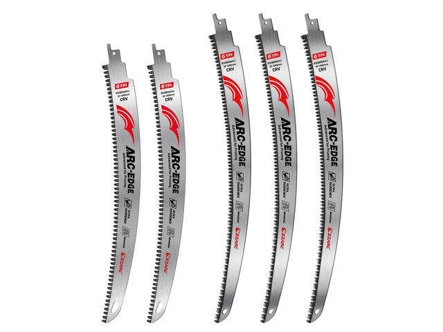 Arc Edge Reciprocating Saw Blades, 6TPI for Pruning, 5-Pack 3 Pcs 15-Inch and 2 Pcs 12-Inch, Arc Edge, Fleam Ground Teeth, Chrome Vanadium Steel,...