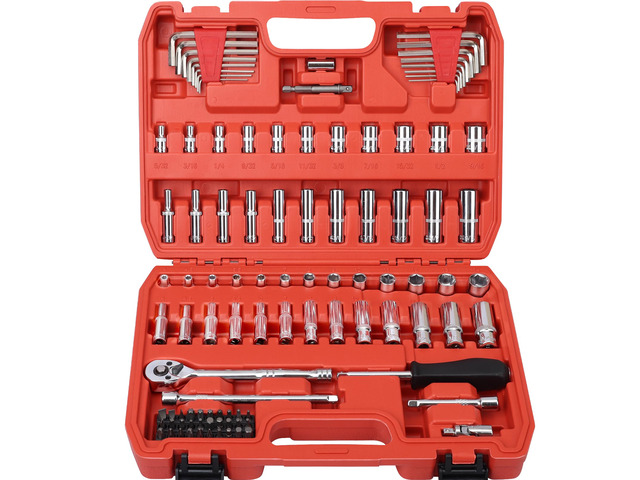 1/4Drive Socket Ratchet Wrench Set,101 PCS Metric(4-14mm),SAE(5/32-9/16),with 72-Teeth Ratchet Wrench,Bit Socket Set,Extension Bar,Allen wrench for...