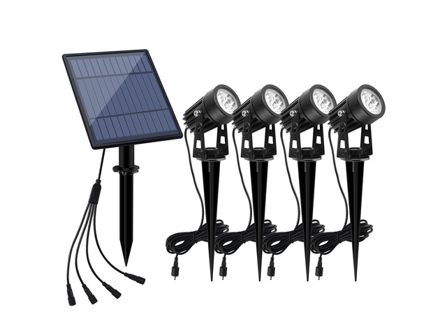 Solar Spotlights Landscape Lights Low Voltage Outdoor Solar Spotlight IP65 Waterproof 9.8ft Cable Auto On/Off with 4 Cool White for Outdoor Garden...