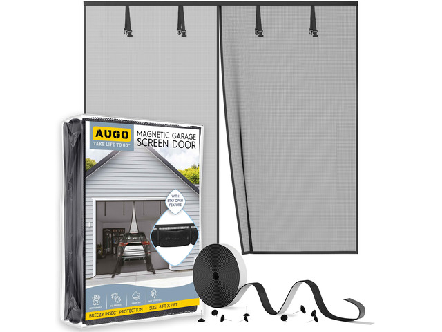 Garage Door Screen Magnetic Closure - Garage Screen Doors for 1 Car Garage Pull Down - Magnetic Screen Door Mesh - Heavy Duty Weighted Bottom- Pet...