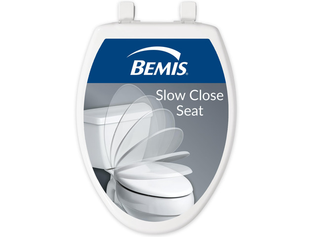 Slow Close Elongated Toilet Seat, Easy Clean Hinges, White Soft close lid never slams, quick-release hinges for deep cleaning, durable plastic,...
