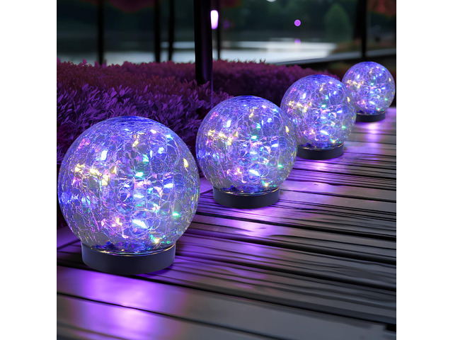Solar Globe Lights Outdoor Waterproof-Solar Balls for Garden Cracked Glass Ball Lights Outdoor-Solar Orbs for Outside-Decorations for Patio and...