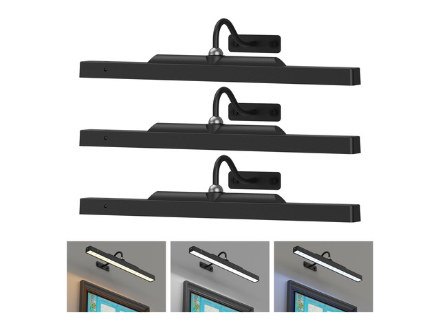 3Pack Picture Light Battery Operated, 16in Picture Light for Wall, 5000mAh Cordless Wall Lights with Controller,Art Light with Dimmable Cordless...