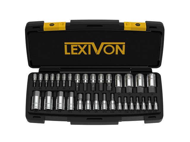 Master HEX Bit Socket Set, Premium S2 Alloy Steel Complete 32-Piece, SAE and Metric Set Enhanced Storage Case (LX-144)
