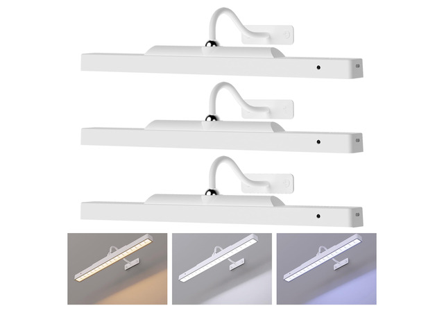 Picture Light with Remote - 16in White Rechargeable Battery Wall Light for Paintings, Cordless Wall Sconce for Art Painting & Photo Frames, 5000mAh...