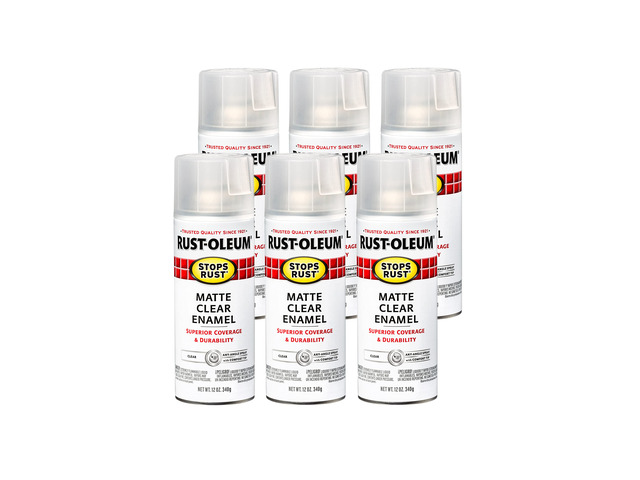 285093-6PK Stops Rust Spray Paint, 12 oz, Matte Clear, 6 Pack