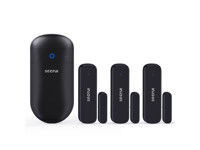 Door Chime When Door Opens, Door Opened Alarm 3-Sensor 1-Receiver, Black Home / Business Entering Doorbell with 500FT Wireless Range 58-chimes...