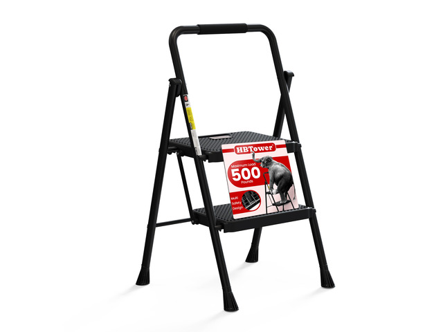 Step Ladder, Folding Step Stool with Wide Anti-Slip Pedal Sturdy Steel Ladder, Convenient Handrail, Lightweight, Portable Steel Step Stool
