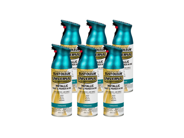 Universal All Surface Metallic Spray Paint, Turquoise Interior/Exterior, Fast Dry, Rust Preventive, Strong Adhesion, Patented Comfort Trigger...
