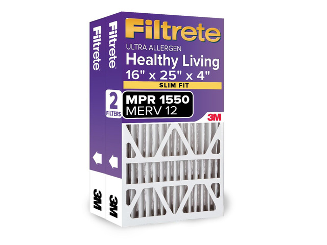16x25x4(SlimFit), AC Furnace Air Filter, MPR 1550 DP, Healthy Living Ultra Allergen Deep Pleat, 2-Pack, Fits Lennox & Honeywell Devices (exact...