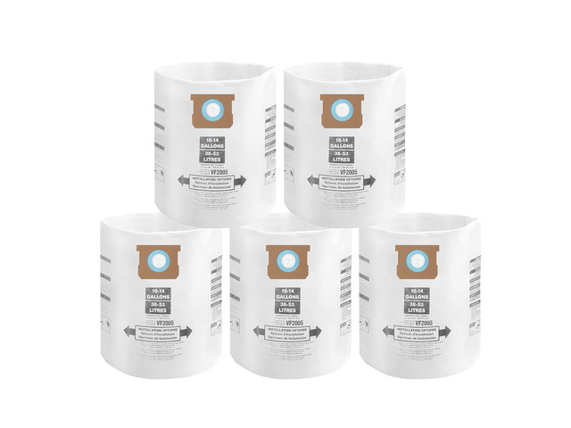 5 Pack Shop Vac Bags 10-14 Gallon Type F/I 90662 90672 Original Stardard Drying Using Vac Bags for 2-1/2' Port Vacuum