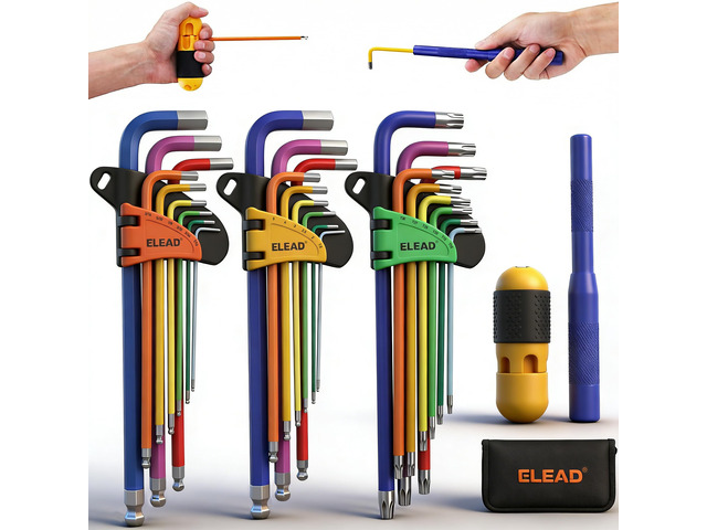 29-Piece Hex & Torx Key Set: Rainbow Colored Allen Wrench Set, SAE(1/16'-3/8') & Metric(1.5mm-10mm) & Torx(T10-T50), Long Arm Ball End, Allen Keys...