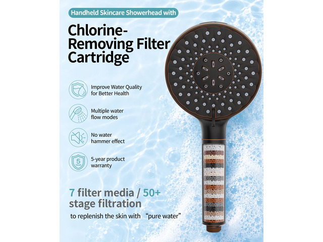 Filtered Shower Head with Handheld High Pressure 9 Spray Mode Showerhead Detachable Shower Head Water Softener Filters Beads for Hard Water Remove...