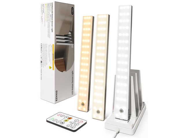 13inch Under Cabinet Lighting with Charging Station, 3200mAh Rechargeable Wireless Motion Sensor Lights, 96 LEDs, 3 Color Temps, Dimmable, Timer,...