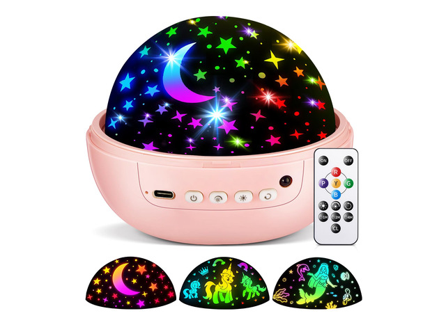 Star Projector for Kids, 3 Films+93 Colors Kids Projector Night Light Unicorn Toys for Girls Age 4-6, 360° Rotating All Night,...