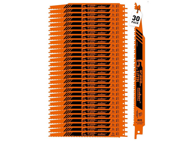 30Pack 9 Inch 6-12 TPI Reciprocating Saw Blade Wood Pruning, Bi-Metal Saw Blades for Nail Wood or Trees Cutting, Sharp and Durability with...