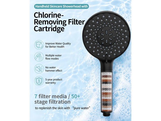 Filtered Shower Head with Handheld High Pressure 9 Spray Mode Showerhead Detachable Shower Head Water Softener Filters Beads for Hard Water Remove...