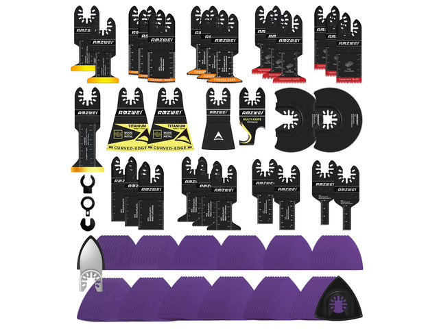 153PCS Upgraded Multitool Blades Oscillating Tool Accessories with Sandpaper, Hook Knife, Titanium Blades for Wood Metal Plastic Cutting,...
