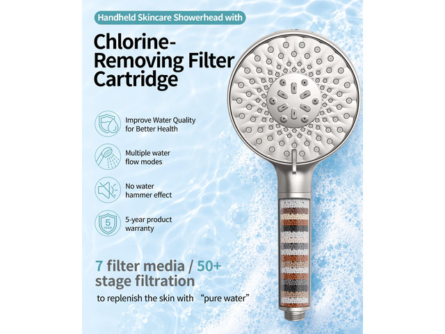 Filtered Shower Head with Handheld High Pressure 9 Spray Mode Showerhead Detachable Shower Head Water Softener Filters Beads for Hard Water Remove...