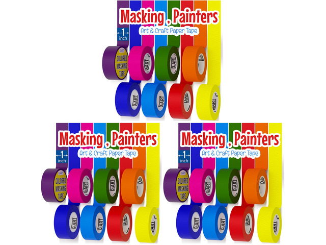 8X Colored Masking Tape, 33 Ft x 1 inch Colored Painters Tape for Arts & Crafts Labeling or Coding, Craft Supplies Color Tape Rolls, Colorful...