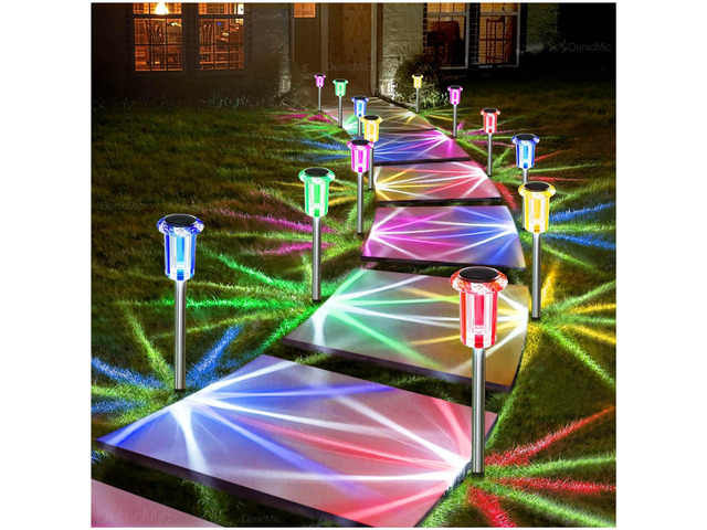 Outdoor Solar Lights Waterproof 10 Pack Color LED Christmas Decor Pathway Yard Garden Driveway Landscape Path Lighting - Candy Cane Style Starburst...
