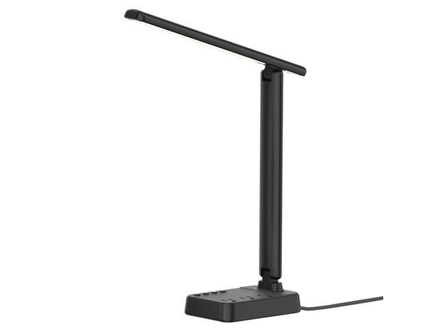 LED Desk Lamp with Power Strip, 3 AC Outlets, 4 USB Ports, Stepless Dimming