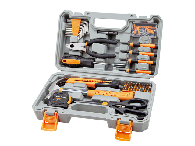 Complete Household Tool Set, Orange Hand Kit With Storage Case Versatile tool assortment for home repairs, DIY projects, furniture setup, crafting,...