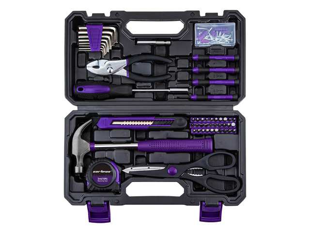 Complete Household Tool Set, Purple Hand Kit With Storage Case Versatile tool assortment for home repairs, DIY projects, furniture setup, crafting,...
