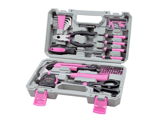 Complete Household Tool Set, Pink Hand Kit With Storage Case Versatile tool assortment for home repairs, DIY projects, furniture setup, crafting,...