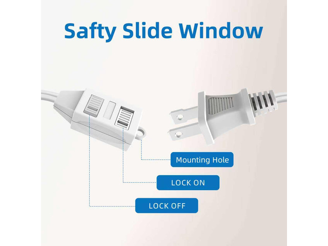 Indoor Extension Cord, 2 Prong 25 Feet Extension Cord, 3 Polarized Outlets with Safety Slide Windows,13A/1625W, 16 AWG, 1 Pack