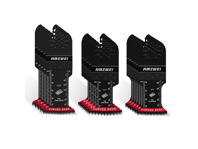 16PCS Japanese Teeth Oscillating Tool Blade, CRV Extra Long Fast & Clean Wood Cutting, Curved Edge Universal Oscillating Saw Blades Compatible with...