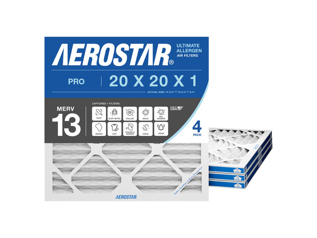 Air Filter 20x20x1 MERV 13 AC Filter, HVAC, Furnace Filter, 4 Pack ACTUAL SIZE (19.75 x 19.75 x 0.75) AC Filter, Furnace Filter, Allergies, Dust,...