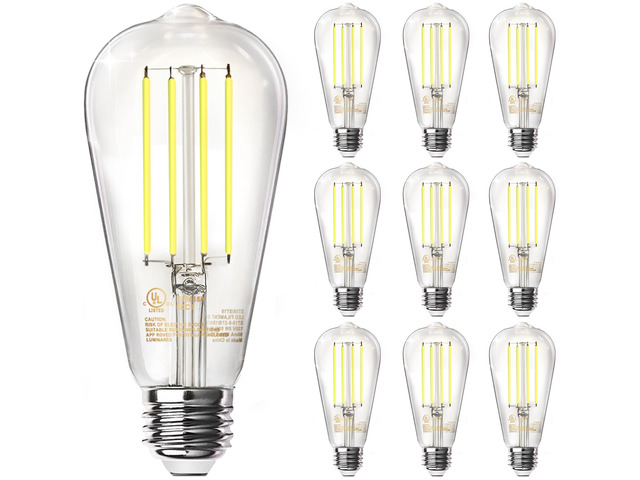 LED Edison Light Bulbs, E26 Dimmable Vintage Bulb, 8W = 60W Equivalent Daylight White 5000K, 800LM, E26 Base, ST19/58, 80+CRI, Clear Glass, Antique...
